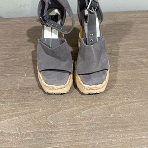 Dolce Vita Gray Espadrille Wedge Sandals with Ankle Strap